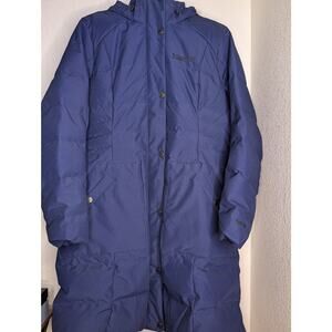 Marmot Women's 700 Fill Down Blue Hooded Winter Jacket L